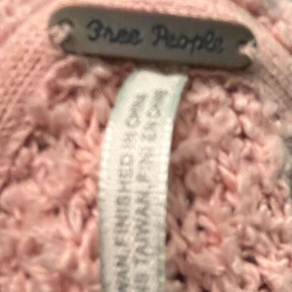 Free People Crop Sweater Peach V Neck - Picture 3 of 4